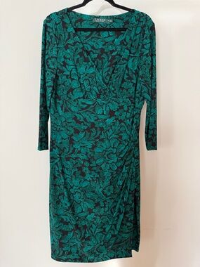 Ralph Lauren Teal and Black Long Sleeve Dress